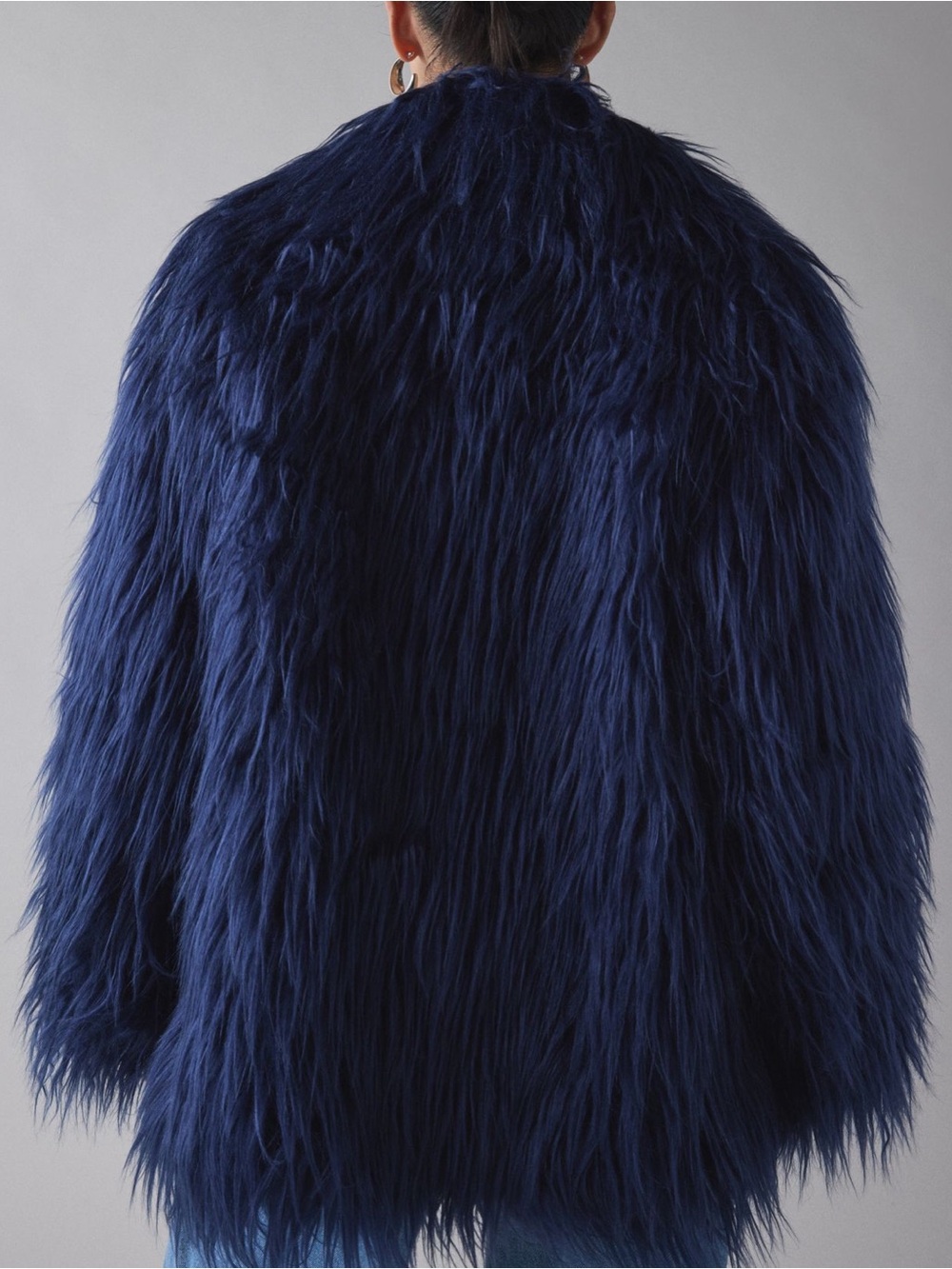 Azalea Wang Breckenridge Blue Faux Fur Coat Medium NWT Long Shaggy Plush Y2K - Picture 13 of 15